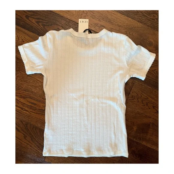 Leset Pointelle Slim Fit Tee - Picture 2 of 4